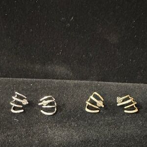 Elegant Silver and Gold Claw Earrings set of 2